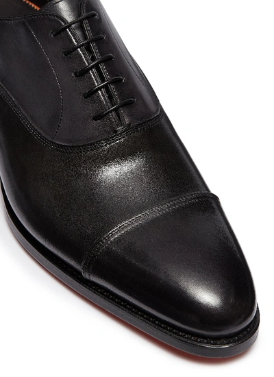 Shop Santoni Leather Oxfords In Black