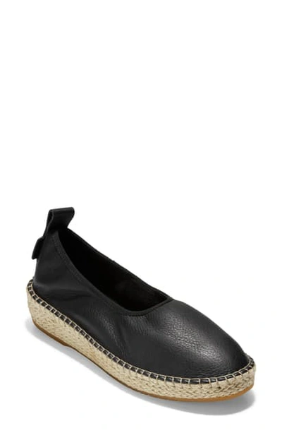 Shop Cole Haan Cloudfeel Espadrille In Black Leather/ Natural Fabric