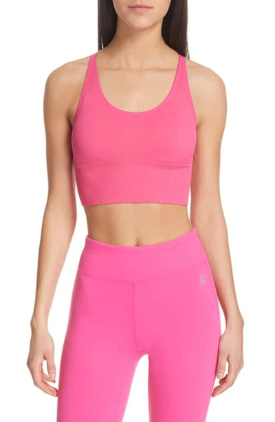 Shop Tory Sport Seamless Cami Long Bra In Bright Pink