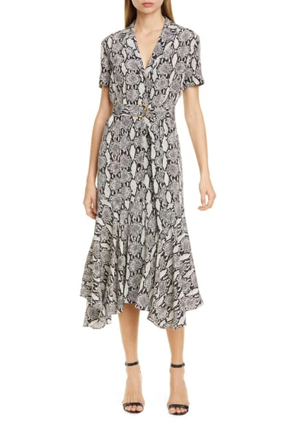 Shop A.l.c Clarkson Snake Print Silk Midi Dress In Nude Snake Print