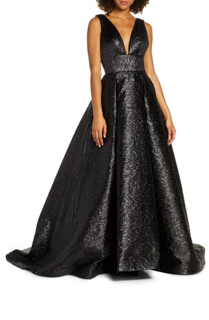 mac duggal metallic ball gown