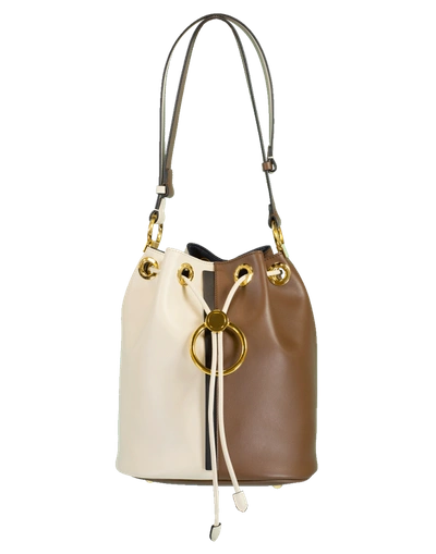 Shop Marni Earring Two-tone Bucket Bag In Wht-chst