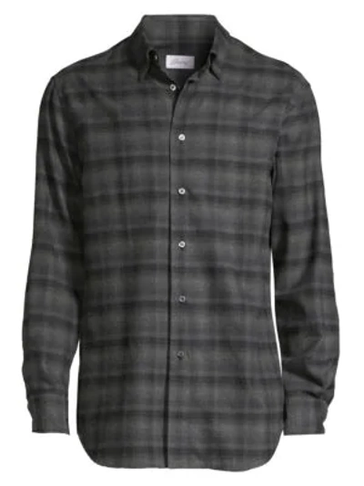 Shop Brioni Check Sportshirt In Dark Grey