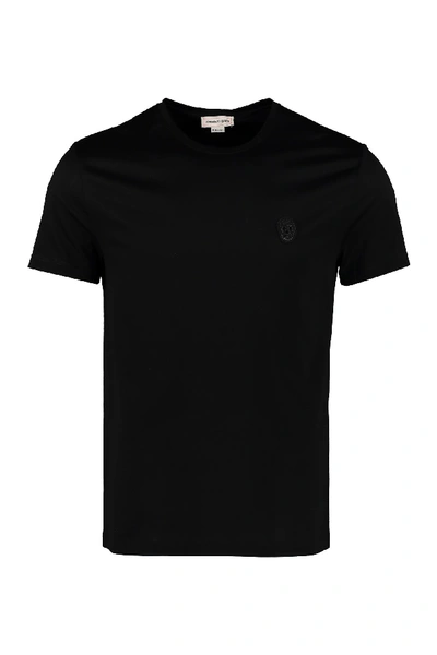 Shop Alexander Mcqueen Skull Patch Cotton T-shirt In Black
