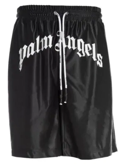 Shop Palm Angels Logo Mesh Shorts In Black White