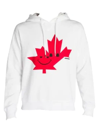 Shop Dsquared2 Smiling Maple Leaf Hoodie In White