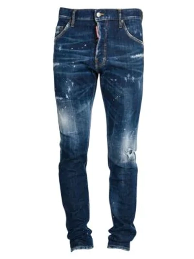 Shop Dsquared2 Cool Guy Under Patch Splatter Jeans In Blue