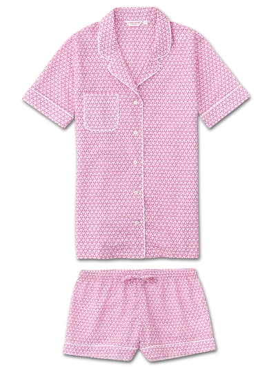 Shop Derek Rose Women's Shortie Pyjamas Ledbury 27 Cotton Batiste Pink