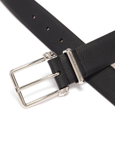 Shop Alexander Mcqueen 'twin Skull' Buckle Leather Belt In Black