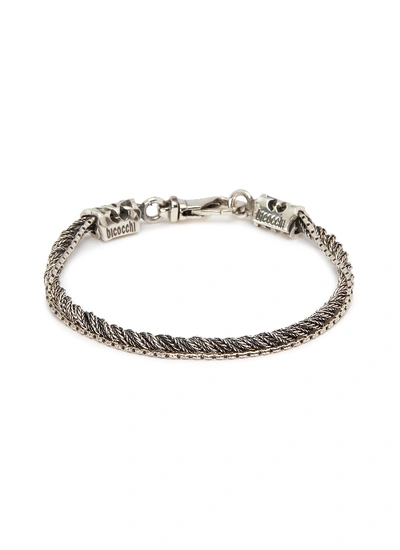 Shop Emanuele Bicocchi Braided Chain Silver Bracelet In Metallic