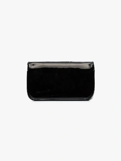Shop Versace Black Pin Embellished Patent Leather Clutch Bag