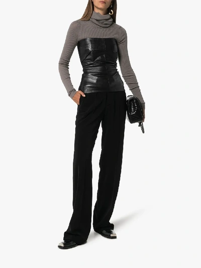 Shop Rick Owens Bustier Strapless Leather Top In Black