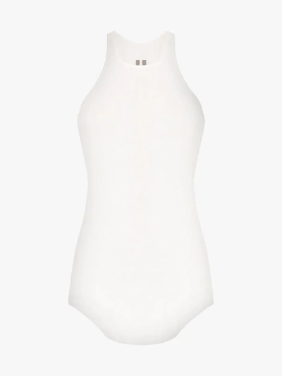 Shop Rick Owens Sleeveless Ribbed Silk Blend Tank Top In White