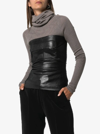 Shop Rick Owens Bustier Strapless Leather Top In Black
