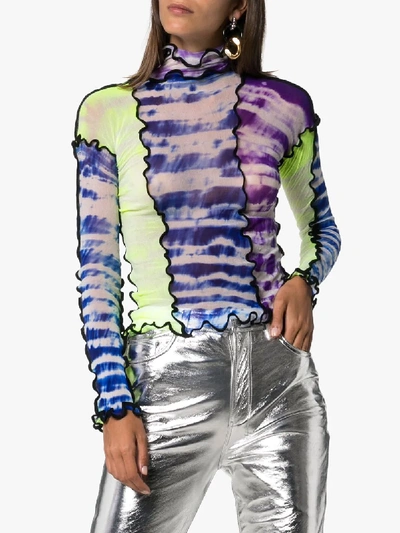 Shop Asai High Neck Tie Dye Stretch Top In Multicolour