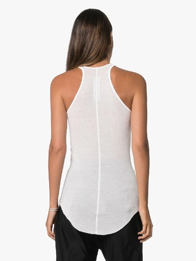 Shop Rick Owens Sleeveless Ribbed Silk Blend Tank Top In White