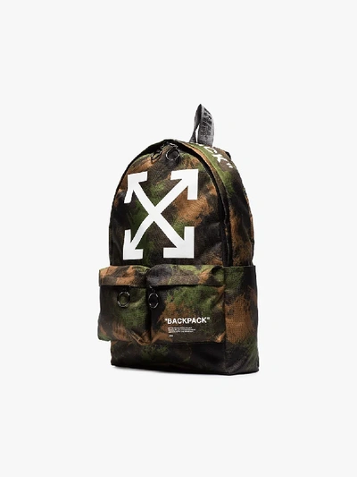 Shop Off-white Camouflage Quote Logo Backpack In Green