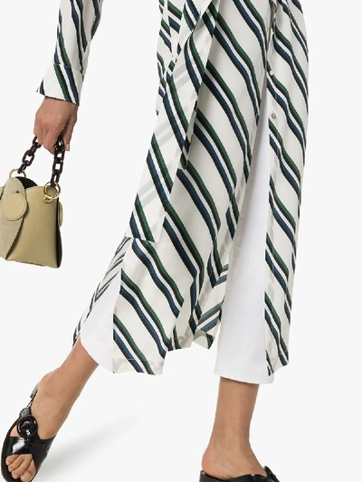 Shop Asceno Diagonal Stripe Print Silk Shirt Dress In Diagonal Stripe 1