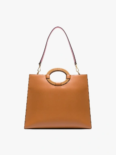 Shop Fendi Brown Runaway Medium Perforated Leather Tote Bag