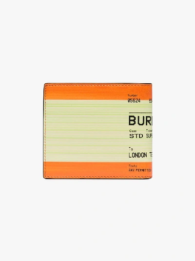 Shop Burberry Orange Ticket Print Leather Wallet