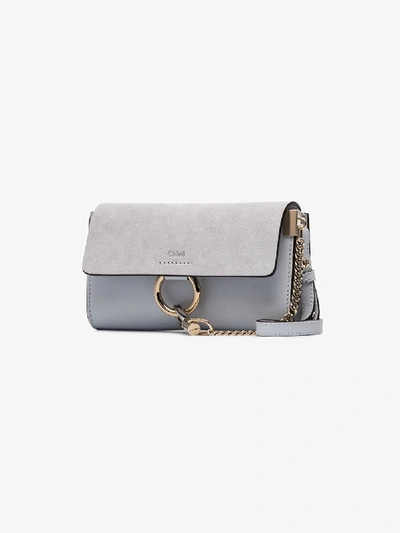 Shop Chloé Light Blue Faye Leather Shoulder Bag