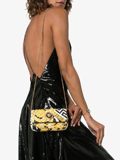 Shop Versace Savage Barocco Quilted Shoulder Bag In Multicolor