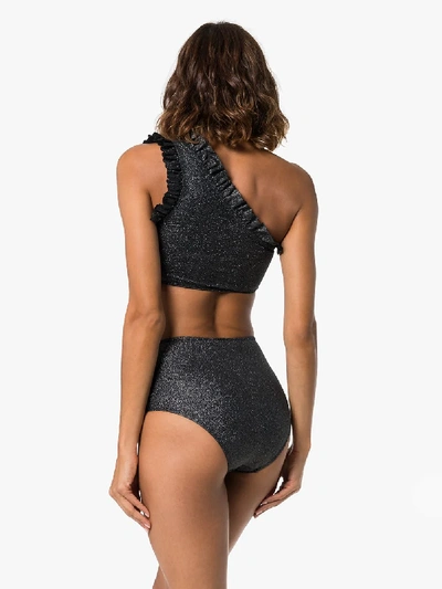Shop Leslie Amon Tamini One-shoulder Ruffle Bikini In Black