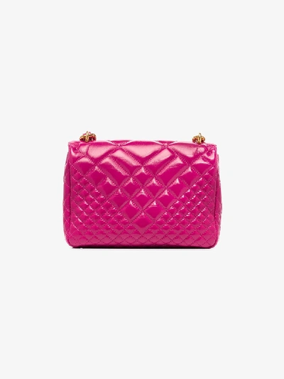 Shop Versace Pink Quilted Patent Leather Shoulder Bag