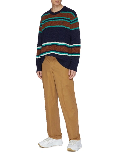 Shop Acne Studios Face Patch Variegated Stripe Wool Sweater