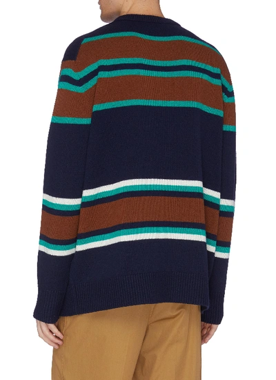 Shop Acne Studios Face Patch Variegated Stripe Wool Sweater