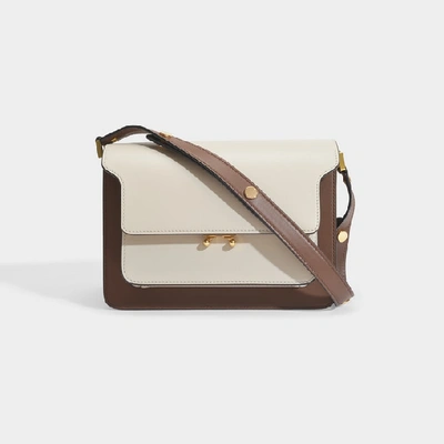 Shop Marni Trunk Bag In Antique Rose Gold And Red Leather In Beige