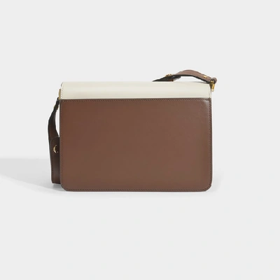 Shop Marni Trunk Bag In Antique Rose Gold And Red Leather In Beige