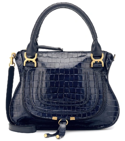 Chloe Medium Marcie Croc embossed Leather Top Handle Bag In Blue ModeSens