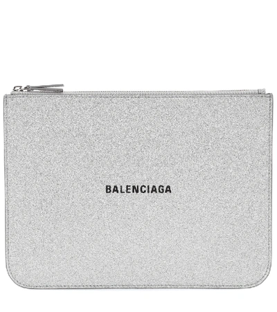 Shop Balenciaga Everyday Pochette M Pouch In Silver