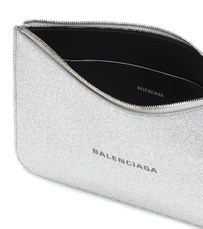 Shop Balenciaga Everyday Pochette M Pouch In Silver