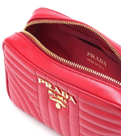 Shop Prada Diagramme Leather Shoulder Bag In Red