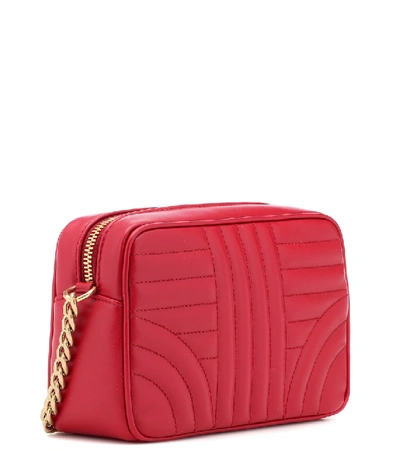 Shop Prada Diagramme Leather Shoulder Bag In Red