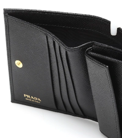 Shop Prada Leather Wallet In Black