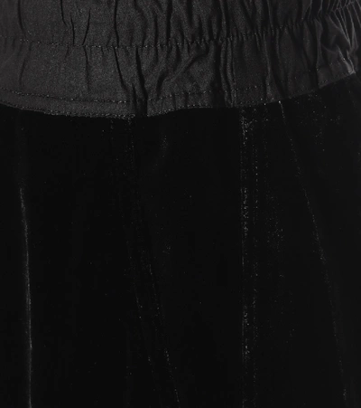 Shop Rick Owens Cropped Velvet Trackpants In Black