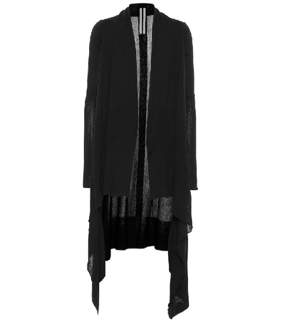 Shop Rick Owens Long Wrap Wool Cardigan In Black