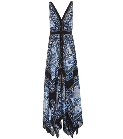 Shop Altuzarra Duel Printed Silk Maxi Dress In Blue