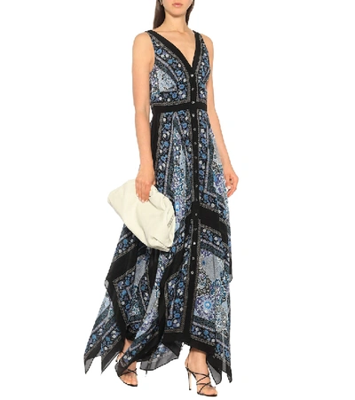 Shop Altuzarra Duel Printed Silk Maxi Dress In Blue