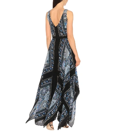 Shop Altuzarra Duel Printed Silk Maxi Dress In Blue