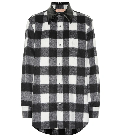 Shop N°21 Checked Wool-blend Shirt In Black