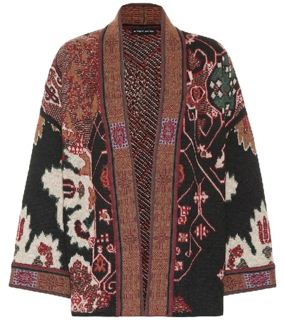 Shop Etro Wool-blend Jacquard Cardigan In Brown