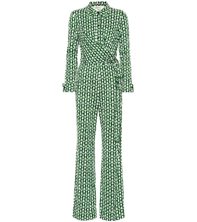 Shop Diane Von Furstenberg Michelle Silk-jersey Jumpsuit In Green