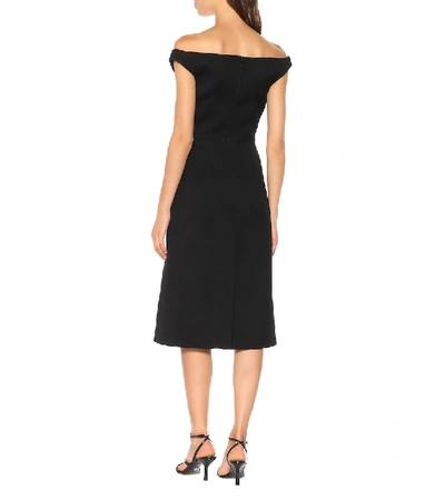 Shop Prada Wool-gabardine Midi Dress In Black