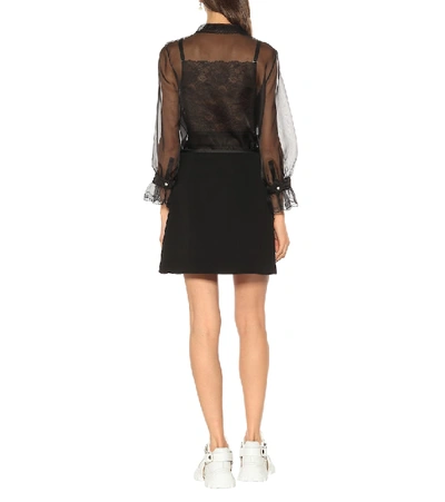 Shop Miu Miu Embellished Wool Miniskirt In Black
