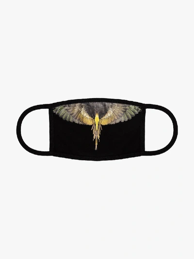 Shop Marcelo Burlon County Of Milan Black Wings Cotton Mouth Mask
