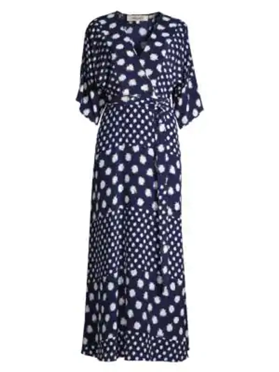 Shop Diane Von Furstenberg Eloise Abstract Silk Wrap Maxi Dress In Batik Dot